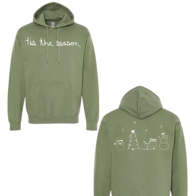 Christmas Tis the Season Hoodie Sweatshirts Drawn by Uncle Andy - Two Sided - Cotton - Unisex