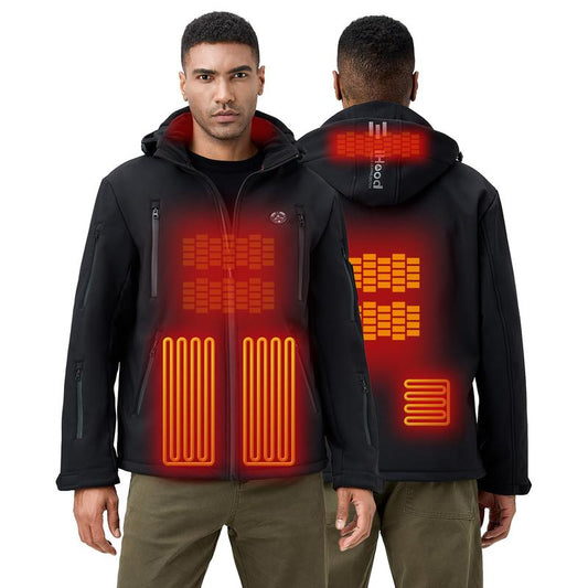 Ihood Men'S Heated Jacket with Detachable Hood 14400Mah Battery, Waterproof Winter Outdoor Heating Jackets for Men