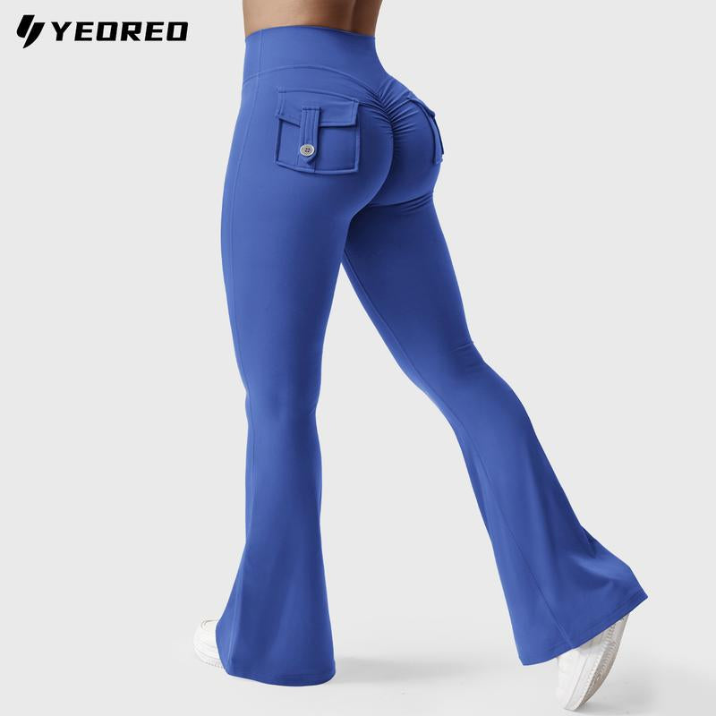 YEOREO Coreflex Flare Leggings with Pockets for Women Scrunch Workout Leggings Butt Lifting Gym Yoga Pants