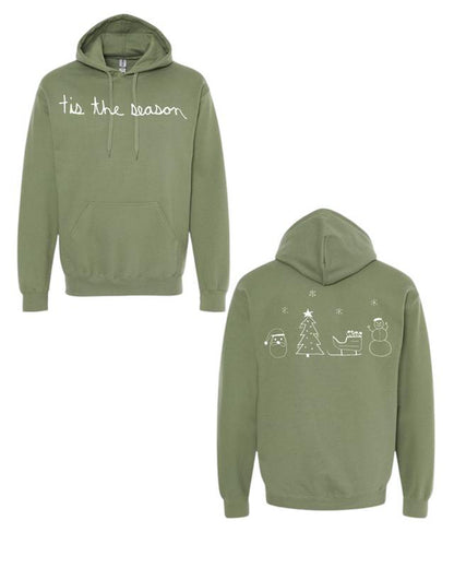 Christmas Tis the Season Hoodie Sweatshirts Drawn by Uncle Andy - Two Sided - Cotton - Unisex