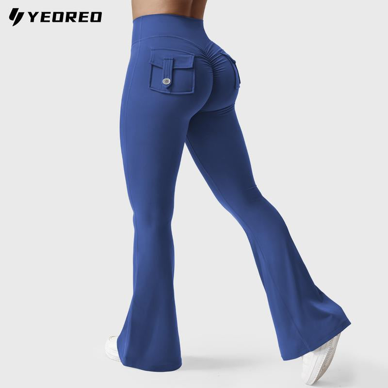 YEOREO Coreflex Flare Leggings with Pockets for Women Scrunch Workout Leggings Butt Lifting Gym Yoga Pants