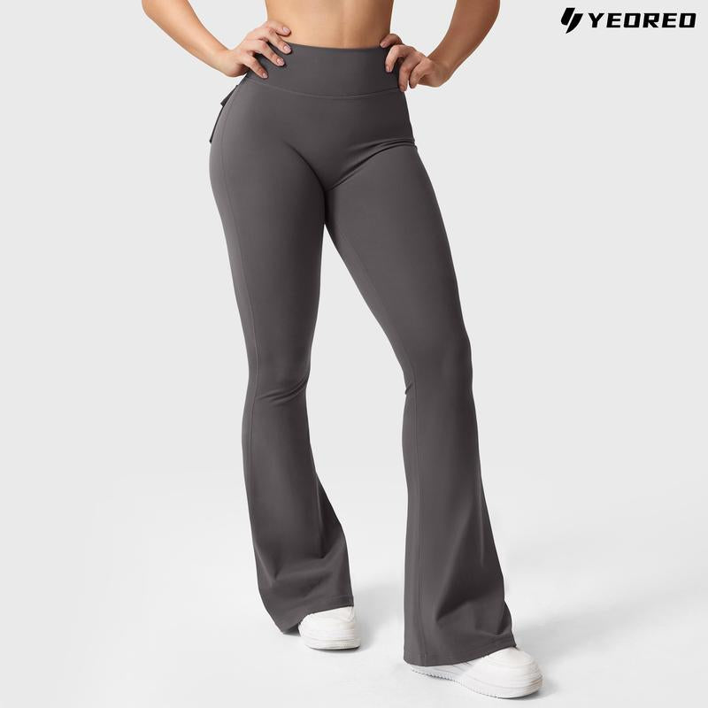 YEOREO Coreflex Flare Leggings with Pockets for Women Scrunch Workout Leggings Butt Lifting Gym Yoga Pants