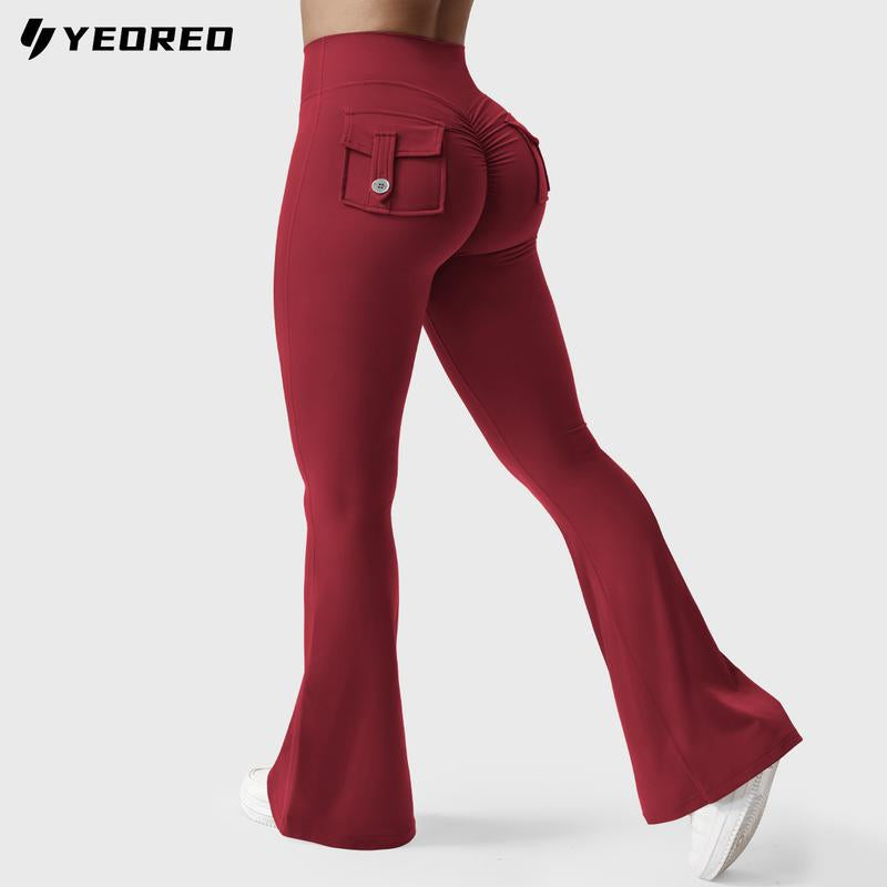 YEOREO Coreflex Flare Leggings with Pockets for Women Scrunch Workout Leggings Butt Lifting Gym Yoga Pants