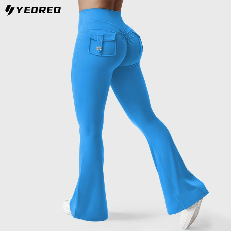 YEOREO Coreflex Flare Leggings with Pockets for Women Scrunch Workout Leggings Butt Lifting Gym Yoga Pants