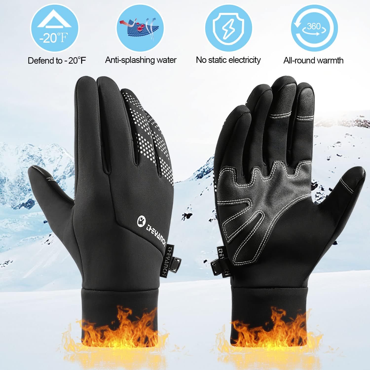 Winter Warm Gloves,Cold Weather Gloves for Men Women,Touchscreen Waterproof Windproof Gloves for Driving Cycling