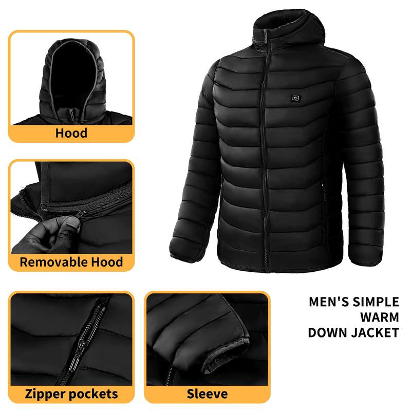 【Power Bank Not Included 】Heated Jacket with 9 Heating Zones and Independent Switch, 3 Adjustable Heat Levels, Warm Zip up Coat for Men Women Winter Outdoor Work Hiking Camping Gifts for Black Friday Christmas