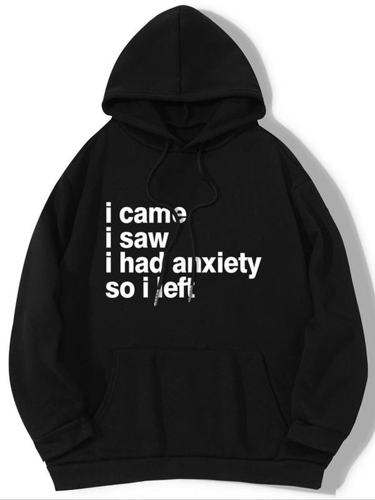 Women'S Letter Print Drawstring Drop Shoulder Hoodie, Fashion Casual Pocket Hooded Sweatshirt for Daily Holiday Outdoor Wear, Women Clothing for Fall & Winter