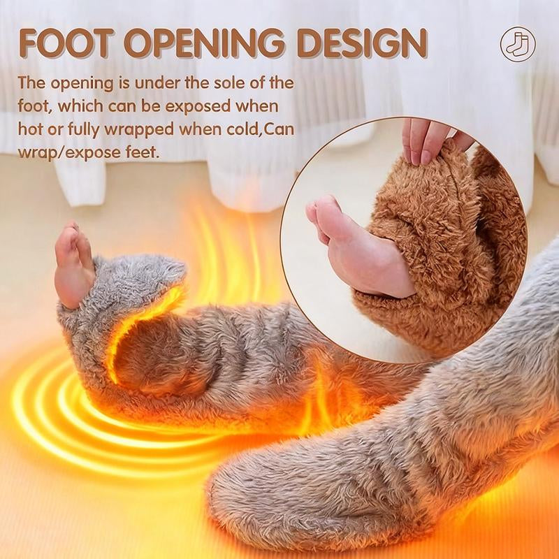 Over Knee High Fuzzy Long Socks Winter Warm Cold Leg Knee Joint Cold-Proof Stockings Home Floor Sleeping Socks