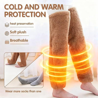 Over Knee High Fuzzy Long Socks Winter Warm Cold Leg Knee Joint Cold-Proof Stockings Home Floor Sleeping Socks