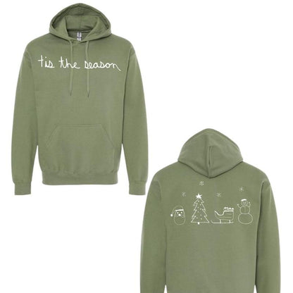 Christmas Tis the Season Hoodie Sweatshirts Drawn by Uncle Andy - Two Sided - Cotton - Unisex