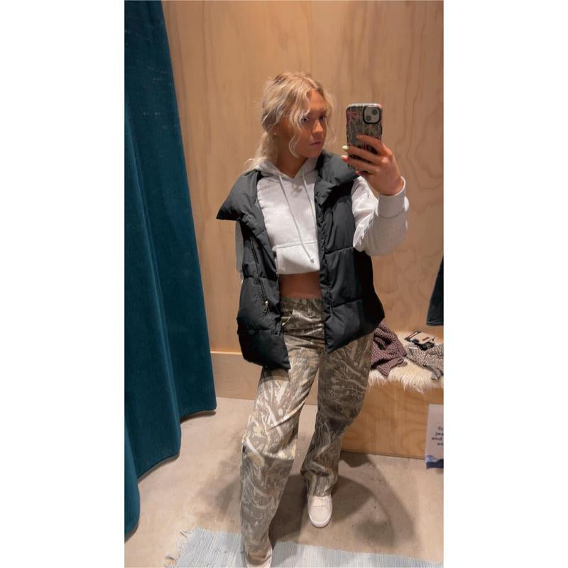 Pinkymoor Women’S Camo Pants, Stretch Mid-Low Rise Casual Cargo Pants with Branch Camouflage Pattern, Perfect for Work and Everyday Wear, Featuring Pockets and a Loose Straight-Leg Fit.