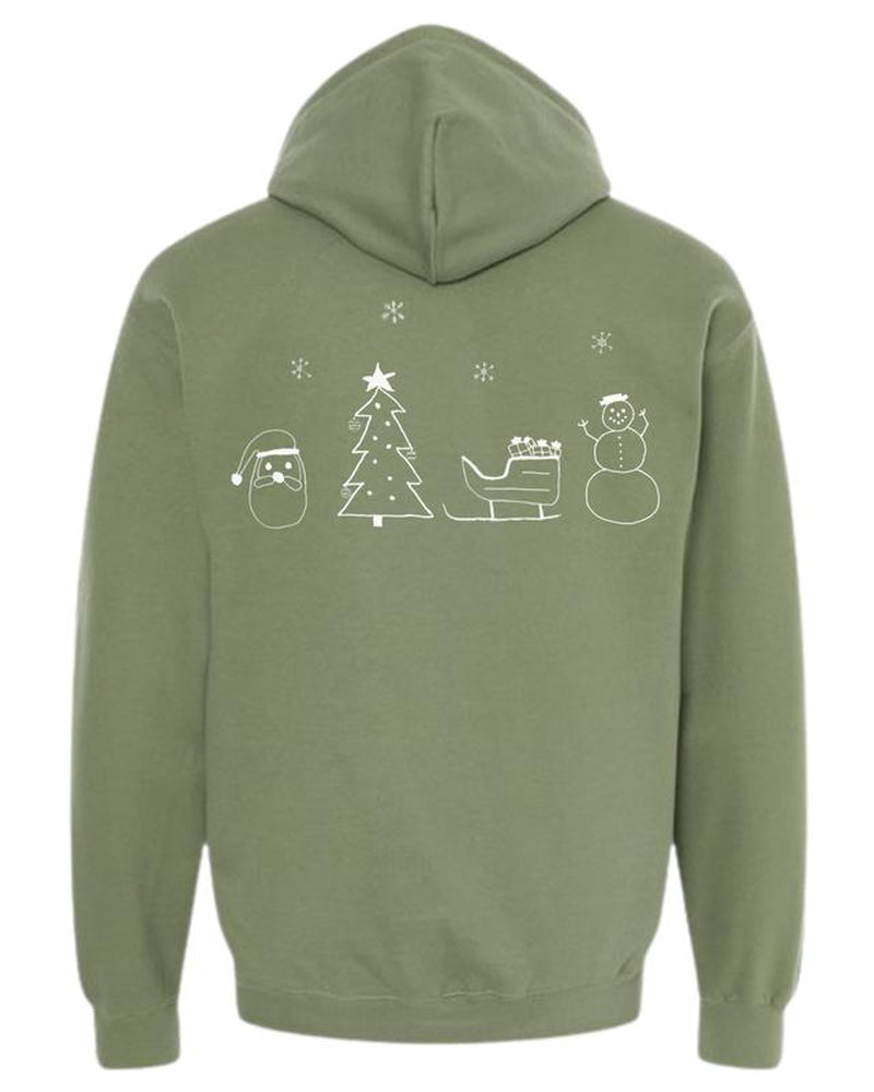 Christmas Tis the Season Hoodie Sweatshirts Drawn by Uncle Andy - Two Sided - Cotton - Unisex