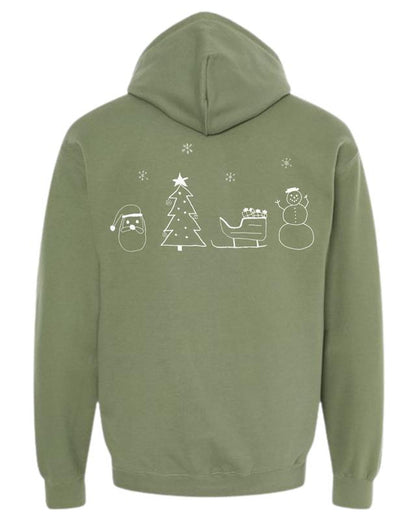 Christmas Tis the Season Hoodie Sweatshirts Drawn by Uncle Andy - Two Sided - Cotton - Unisex