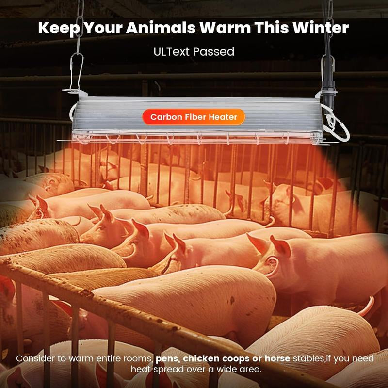 400W Large Chicken Coop Heater, Carbon Fiber Heating Lamp Outdoor Winter, Protable 2 Mode Temp & Hanging Height for Coop Rabbits Livestock Heating Plate Chicks Poultry House