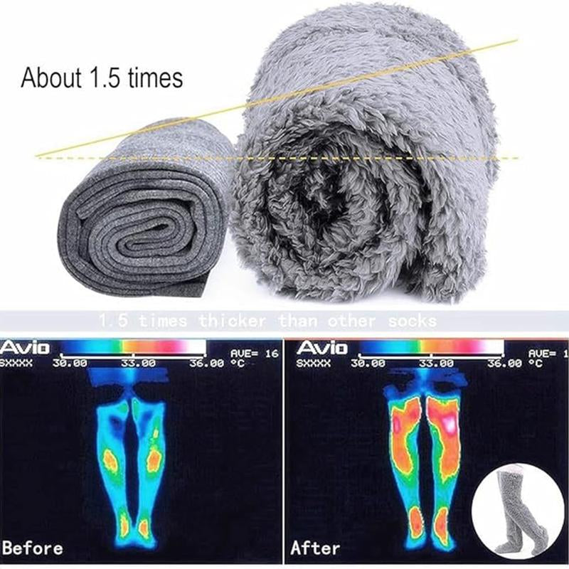 Over Knee High Fuzzy Long Socks Winter Warm Cold Leg Knee Joint Cold-Proof Stockings Home Floor Sleeping Socks