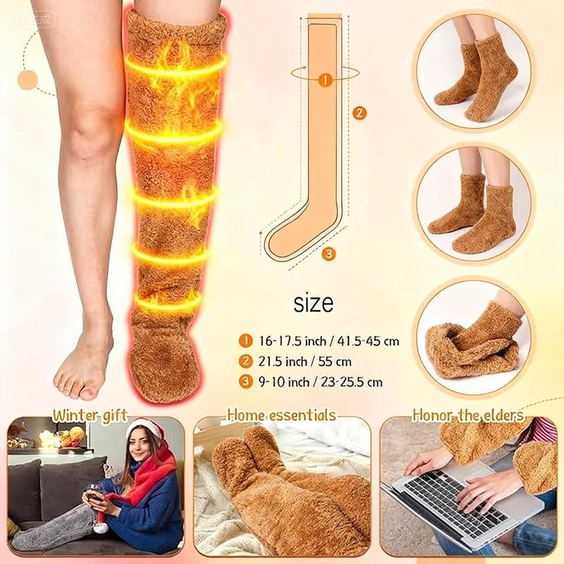 Over Knee High Fuzzy Long Socks Winter Warm Cold Leg Knee Joint Cold-Proof Stockings Home Floor Sleeping Socks