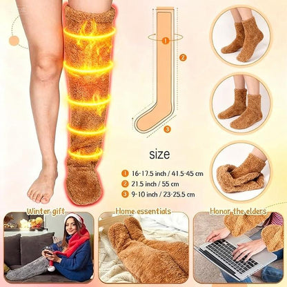 Over Knee High Fuzzy Long Socks Winter Warm Cold Leg Knee Joint Cold-Proof Stockings Home Floor Sleeping Socks