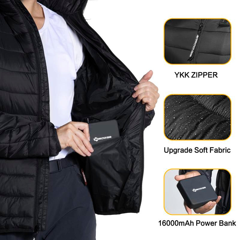 ANTARCTICA GEAR Heated Jacket Lightweight Heating Jackets with 12V/5A Power Bank, 6 Areas Winter Coat