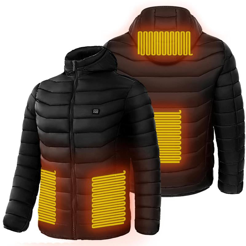 【Power Bank Not Included 】Heated Jacket with 9 Heating Zones and Independent Switch, 3 Adjustable Heat Levels, Warm Zip up Coat for Men Women Winter Outdoor Work Hiking Camping Gifts for Black Friday Christmas