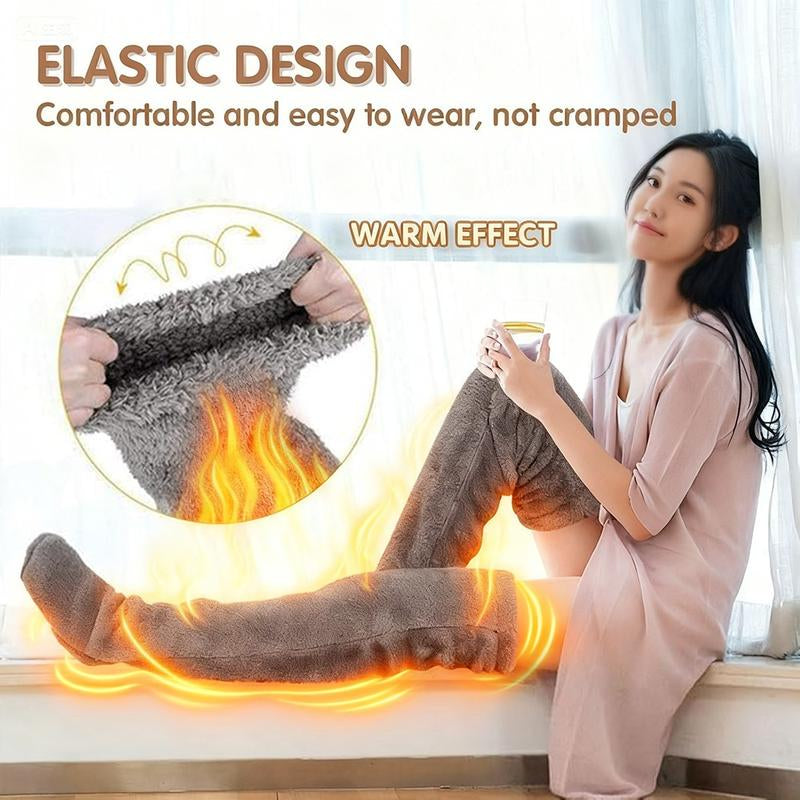 Over Knee High Fuzzy Long Socks Winter Warm Cold Leg Knee Joint Cold-Proof Stockings Home Floor Sleeping Socks