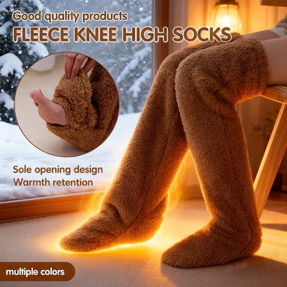 Over Knee High Fuzzy Long Socks Winter Warm Cold Leg Knee Joint Cold-Proof Stockings Home Floor Sleeping Socks