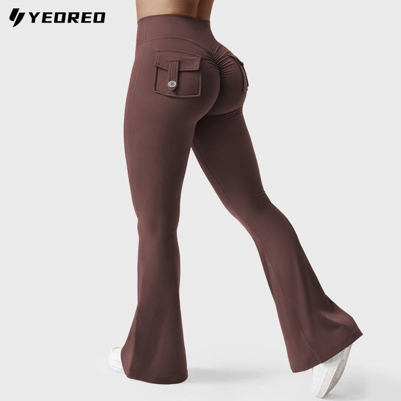 YEOREO Coreflex Flare Leggings with Pockets for Women Scrunch Workout Leggings Butt Lifting Gym Yoga Pants