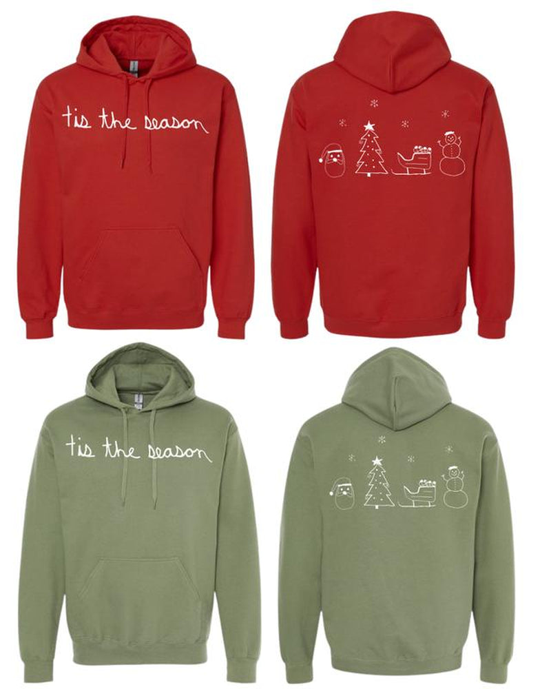 Christmas Tis the Season Hoodie Sweatshirts Drawn by Uncle Andy - Two Sided - Cotton - Unisex